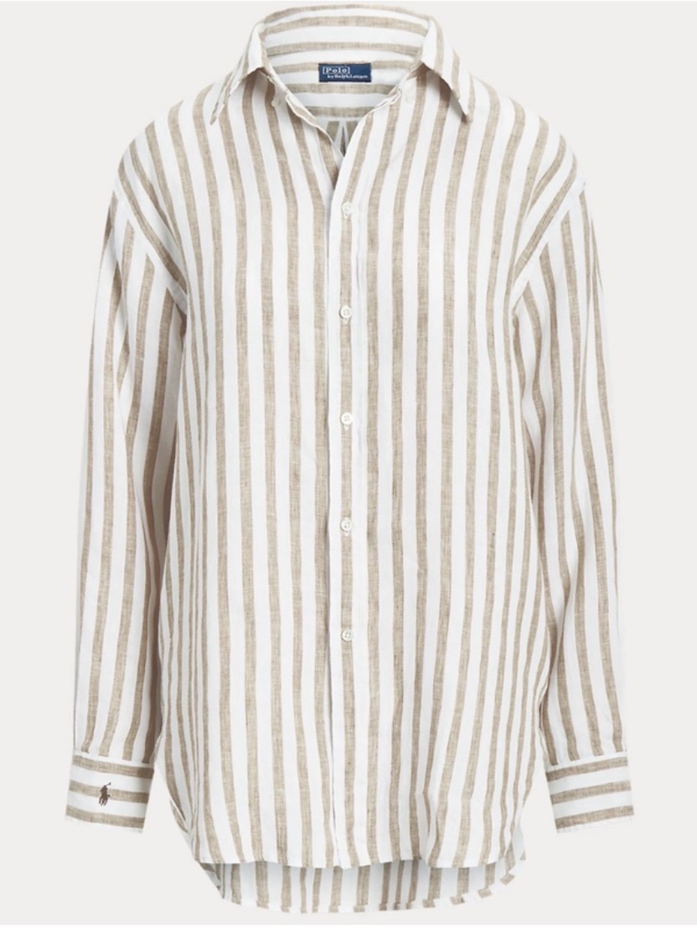 Polo by Ralph Lauren White & Tan Striped Linen Button-Down Shirt